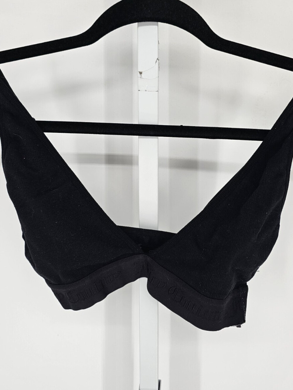 Vintage Y2K Juicy Couture Womens Sz M Triangle Bralette Bra Solid Black